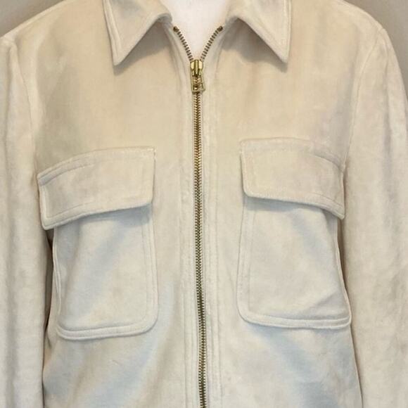 Nine West White Velvet Bomber Jacket size M Short - Picture 3 of 7